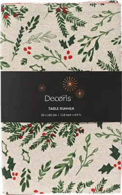Image de Chemin De Table De Noël En Coton Avec Gui, 30 X 150 Cm