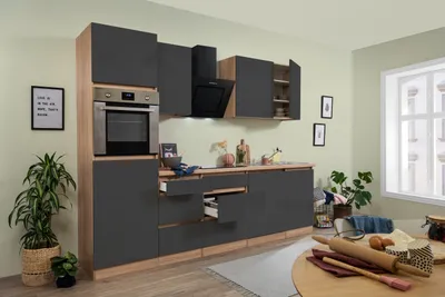 Produktbild von Küche Küchenzeile Küchenblock grifflos Eiche Grau Lorena 280 cm Respekta