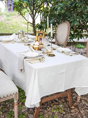 Produktbild von Cremefarbene Tischdecke, 100 % waschbare Baumwolle, ideal für Feste, Picknicks, Hochzeiten und DIY-Projekte, 180 x 140 cm