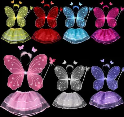Produktbild von Kostüm FEE SCHMETTERLING Rock Flügel 4 tlg Fairy Fasching Karneval Mädchen weiß