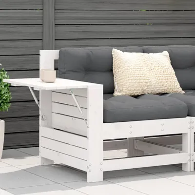 Produktbild von CLORIS Gartensofa mit Armlehne und Kissen Weiß Massivholz Kiefer 844915