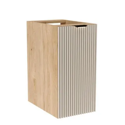Produktbild von WENA Badezimmerschrank 30 cm, geriffelte Fronten, 1 Tür, Griffe aus Metall in der Farbe Gold Willy (Farbe: Kaschmir/Walnuss)