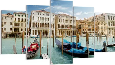 Produktbild von Bild auf Leinwand - Leinwandbild - Architektur venedig italien gondel - 160x85cm - Wand Bild - Wanddeko - Leinwanddruck - Bilder - Kunstdruck - Leinwand bilder - Wandkunst - EA160x85-2705