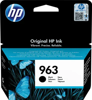 Obrázek produktu pro HP 963 Černá originální inkoustová kazeta, Standardní výtěžnost, Černá, Inkoust na pigmentové bázi, 24,09 ml, 1 kusů, 1000 str.