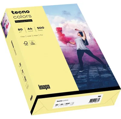 Productafbeelding van inapa 2100011397 Multifunctioneel papier tecno® colors - A4, 80 g/m², lichtgeel, 500 vellen