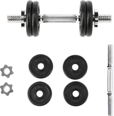 Produktbild von Gusseisen Kurzhantelset 7 kg, 35 cm Stange, 30 mm Durchmesser, Sternverschlüsse
