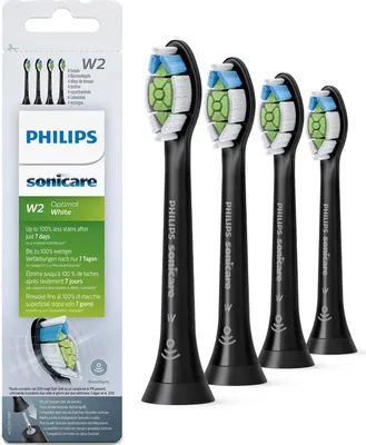 Produktbild von Philips W2 Optimal White HX6064/11 4x Schwarze Bürstenköpfe für Schallzahnbürste, 4 Stück(e), Schwarz, Medium