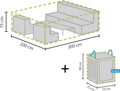 Produktbild von Schutzhüllen Set: Abdeckung 300x200cm für Garten Lounge + Hülle für 6-8 Polster