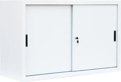 Produktbild von Schiebetürenschrank Aktenschrank Sideboard aus Stahl Weiß 75x160x45cm 550137