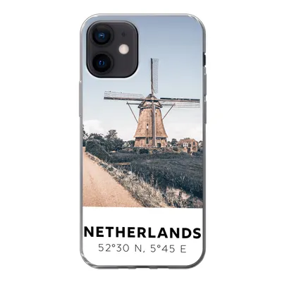 Produktbild von MuchoWow® Handyhülle Schutzhülle Hülle für iPhone 12 Niederlande - Mühle - Wiese Silikon Softcase Handy Hülle - Schutzhülle
