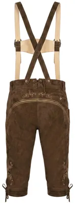 Produktbild von Trachten Lederhose Trachtenhose Ziegenleder mit Hosenträgern, Größe:50/M, Farbe:Dunkelbraun
