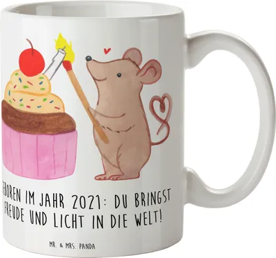 Produktbild von Mr. & Mrs. Panda Tasse 2021 Geburtstag Freude - Weiß - Geschenk, Kaffeetasse, Happy Birthday, Alter, Glückwunsch, Baby, Teebecher, Geburtstagsgeschenk, Teetasse, Jubiläum