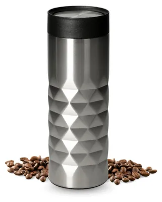 Produktbild von Thermobecher 450 ml - auslaufsicherer Edelstahl to go Becher mit 360 Grad Deckel - hält mehrere Stunden heiß - silber