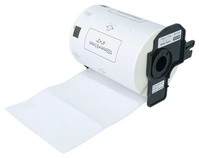 Produktbild von vhbw Rolle mit Halter 102mm x 51mm (600 Etiketten) kompatibel mit Brother PT QL-710W, QL-720, QL720NW, QL-650, QL650TD, QL-700, QL-710 Drucker Weiß
