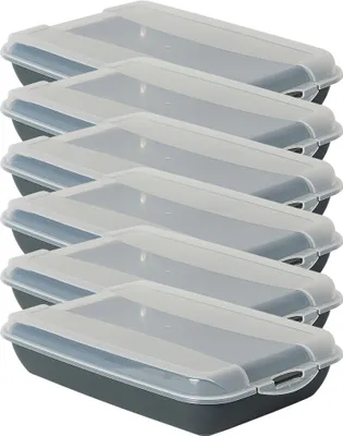 Produktbild von Novaliv 6er-Set Anthrazit Premium Aufschnittbox mit Transparentem Deckel, Frischhaltedosen für Wurst & Käse Maße 25x17x5 cm Kühlschrank Organizer Knäckebrotbox Wohnung must-have Küchen Gadgets