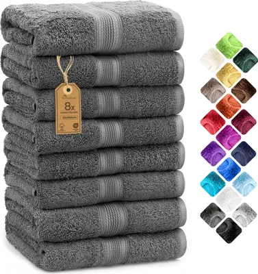 Produktbild von Frottier Handtücher 8er Pack 50x100cm, 100% Baumwolle, Anthrazit grau