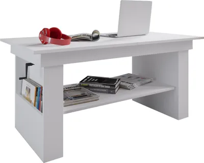 Produktbild von VCM my home Kobila konferenčný stolík drevo biela 157,0 x 65,0 x 52,5 - 59,0 cm