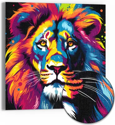 Produktbild von DEQOART Hybrid Leinwand Bild 30x30 cm 'Farbenpracht des Königs' Wandbild Glas flach modern