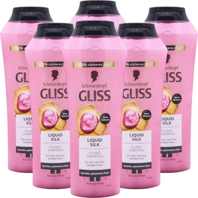Produktbild von Schwarzkopf Gliss Liquid Silk Glanz-Shampoo für sehr weiches, seidiges Haar (6x250ml)