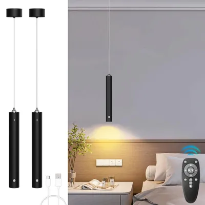 Productafbeelding van 2 Stuks Draadloze Hanglamp op Batterij, Afstandsbediening, 3 Lichtkleuren