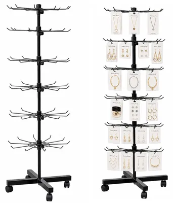 Productafbeelding van Draaibare Displayplankhanger 6-laags Op Wielen Zwart 40x150cm