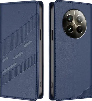 Produktbild von Hülle für Realme 12 Pro/Realme 12 Pro+, Kunstleder Brieftaschen Handyhülle mit Kartenfach und Standfunktion Blau