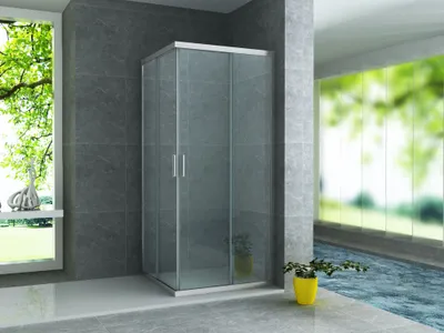 Produktbild von Aloni Duschkabine Eckeinstieg Schiebetüren Rahmen Chrom 80x80x195 cm