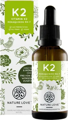 Produktbild von Nature Love® Vitamin K2 MK7-200µg | 1700 Tropfen (50ml) | K2VITAL® von Kappa | gelöst in MCT Kokos-Öl | hochdosiert | vegan