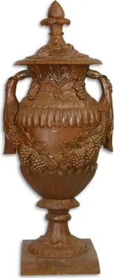 Obrázek produktu pro Casa Padrino Barokní litinová urna / váza s víkem optika rzi 38 x 32 x v. 91,4 cm - zahradní dekorace v barokním stylu