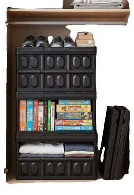 Imagen del producto de Cajas de almacenamiento, 45 litros de capacidad, diseño apilable, color rojo