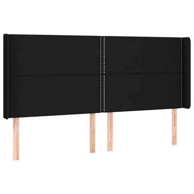 Image de vidaXL Tête de lit avec oreilles noir 203x16x118/128 cm Tissu