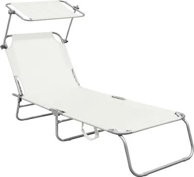 Produktbild von 3-Bein-Gartenliege mit Dach, Farbe Beige