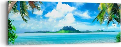 Produktbild von Bild auf Leinwand - Leinwandbild - Strand Urlaub Insel Palme - 90x30cm - Wand Bild - Wanddeko - Leinwanddruck - Bilder - Kunstdruck - Wanddekoration - Leinwand bilder - Wandkunst - AB90x30-2528