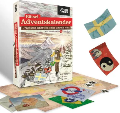 Produktbild von Hidden Games: Rätsel Adventskalender Professor Charlies Reise um die Welt