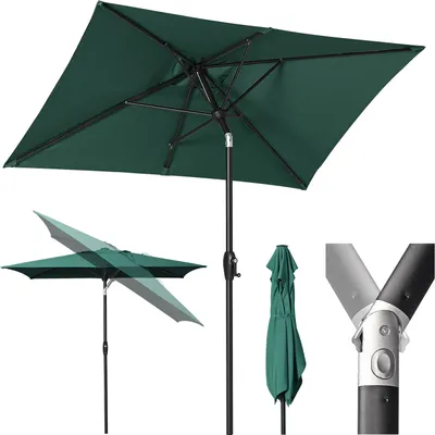 Produktbild von Sekey Sonnenschirm Balkon Gartenschirm Marktschirm  140×210 cm mit Handkurbel, aus 100% Polyester, Sonnenschutz UV50+, Grün