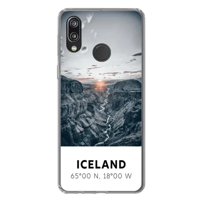Produktbild von MuchoWow® Handyhülle Schutzhülle Hülle für Huawei P20 Lite (2020) Island - Sonne - Berge Silikon Softcase Handy Hülle - Kartenhalter