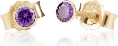 Produktbild von Paar 3,0mm 585 Gelb Gold 14 K Ohrstecker Zirkon Butterfly Verschluss Damen