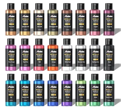 Acrylfarbe Metallic-Set, 24 Farben à 60 ml, glänzend, ungiftig