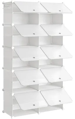 Produktbild von Schuhregal mit 10 Fächern, schmal, Weiß, 80 x 30 x 150 cm