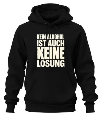 Productafbeelding van Geen alcohol, dat is ook geen oplossing. Grappige hoodie met de tekst "Party Saufen", zwart, maat XL