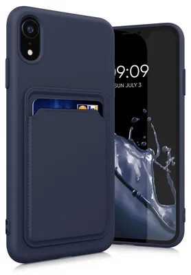 Produktbild von kwmobile Handyhülle für Apple iPhone XR Hülle mit Kartenfach - TPU Case - Kabelloses Laden - Schutzhülle Cover in Dunkelblau