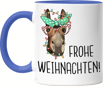 Produktbild von Frohe Weihnachten Tasse Blau Weihnachten Merry Christmas Frohe Weihnachten Weihnachtszeit Heilig Abend