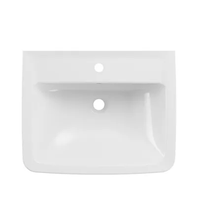 Produktbild von VIGOUR Clivia Waschtisch Waschbecken mit Hahnloch und Überlauf eckig 60 x 48 cm, weiß