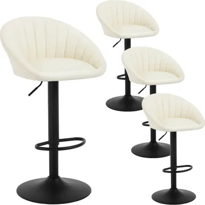 Produktbild von WOLTU Barhocker, höhenverstellbar drehbar, mit Rückenlehne, Kunstleder Metall, Beige
