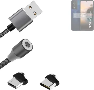 Produktbild von K-S-Trade Hochwertiges Magnet-Lade-kabel Sync-Kabel Daten-Kabel für TCL 40 NXTPAPER mit USB-Typ-C-Anschluss und Micro-USB-Anschluss 2A bis zu 480mbps