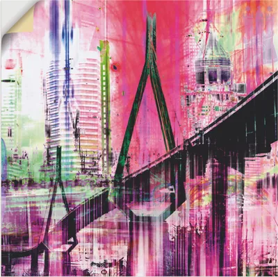 Produktbild von ARTland Wandbild, selbstklebend Hamburg Skyline Abstrakte Collage I Größe: 50x50 cm