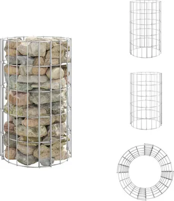 Produktbild von vidaXL Gabionen-Säule Rund Verzinkter Stahl Ø30x50 cm -  Zaunfelder