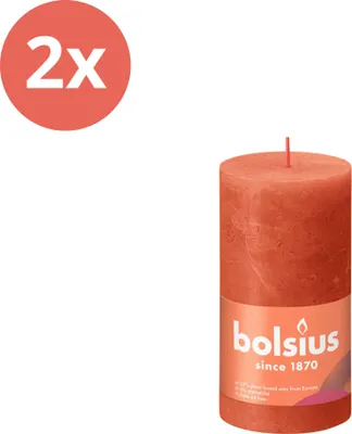Zdjęcie produktu dla Bolsius - Rustykalna świeca filarowa - 130/68 - 1 sztuka w opakowaniu - Ziemisty pomarańcz - Opakowanie wartościowe - 2 sztuki