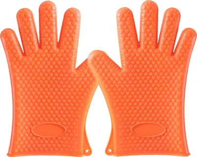 Obrázok produktu pre 2 ks Rukavice na grilovanie odolné voči teplu, rukavice do rúry, rukavice na grilovanie odolné voči oleju (oranžové)