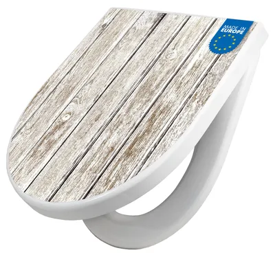 Produktbild von WC Sitz mit Absenkautomatik D Form Motiv Weißes Holz [TDW3 12164]